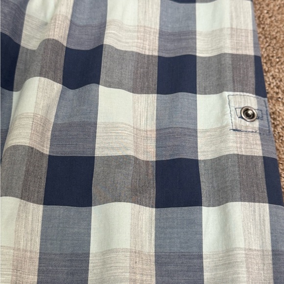 Calvin Klein Jeans Navy and Light Blue  Plaid Shirt with Snaps - Medium - Picture 12 of 13